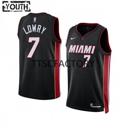 NBA Børn Trøje Miami Heat Kyle Lowry 7 Nike 2022-23 Icon Edition Sort Swingman